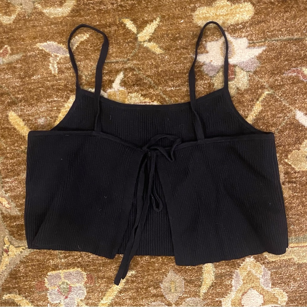 Kendall + Kylie Black Cropped Back Tie Tank